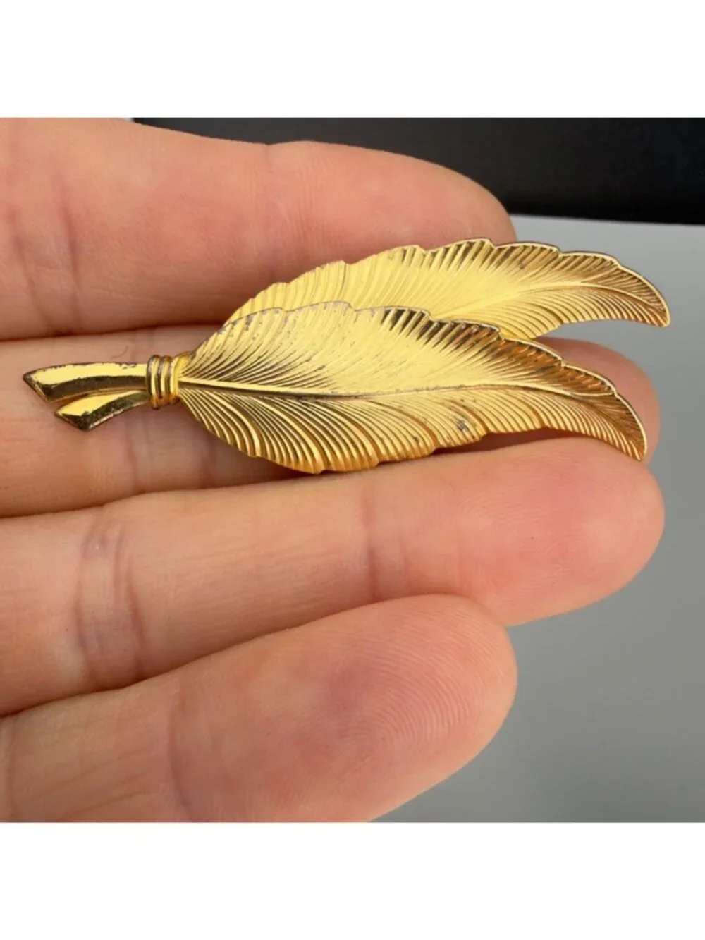 Vintage Sterling Silver by Jewel Art Double Feather Brooch 2.5